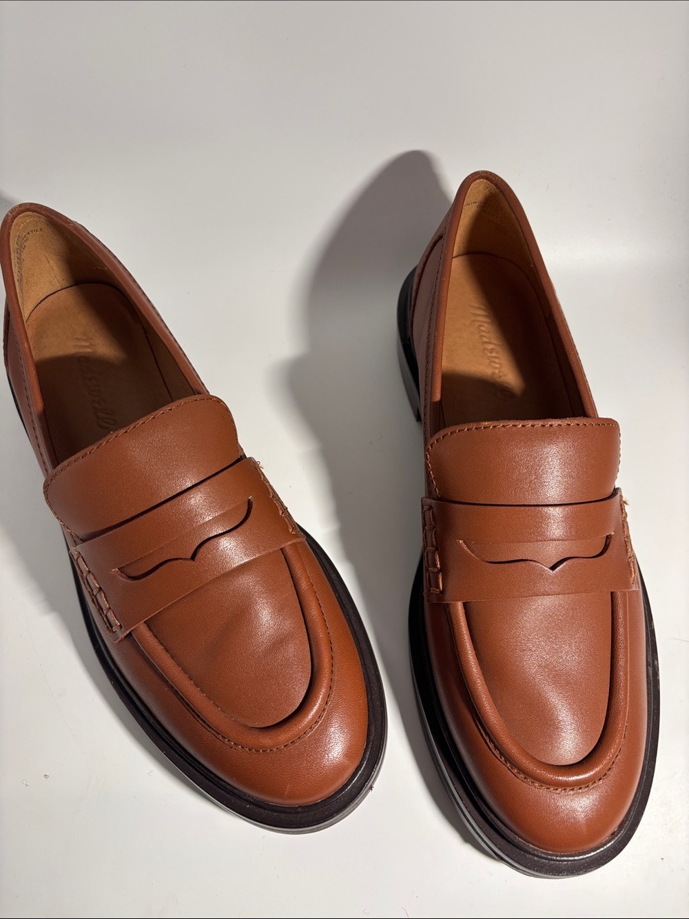 Madewell Vernon Brown Leather Penny Loafers Dried Maple - 6.5 - Picture 3 of 10